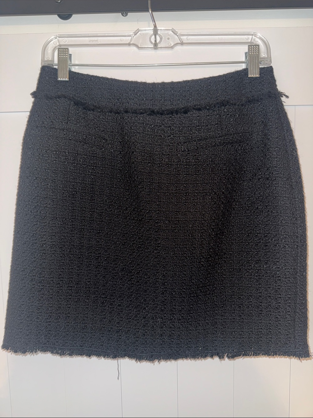H&M Black Tweed Fringe Hem Mini Skirt